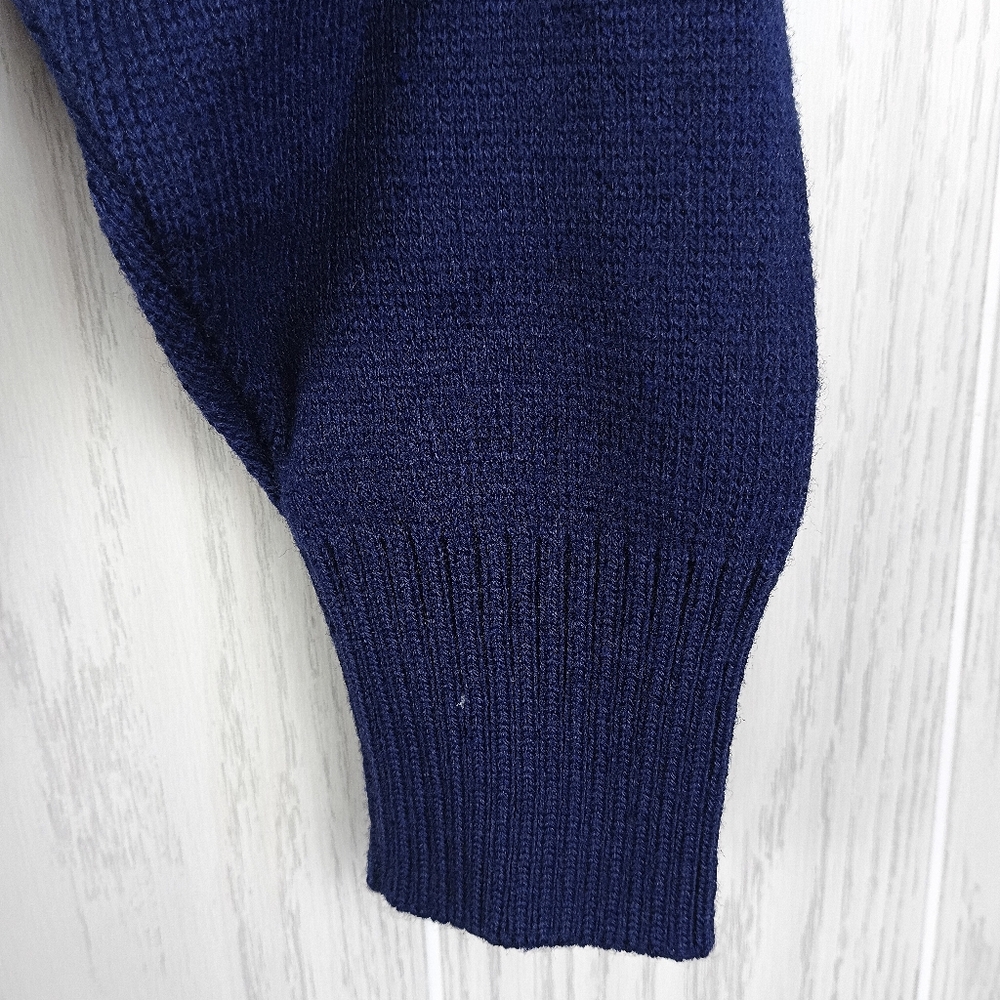 VINTAGE w/tag 1980's Extremely Rare Navy yellow Sony Tape knitted Sweater Size S - Picture 10 of 14
